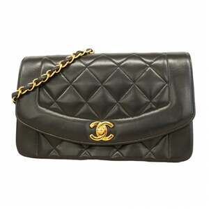 Chanel Diana Shoulder Bag, Chain Lambskin, Black, Women's